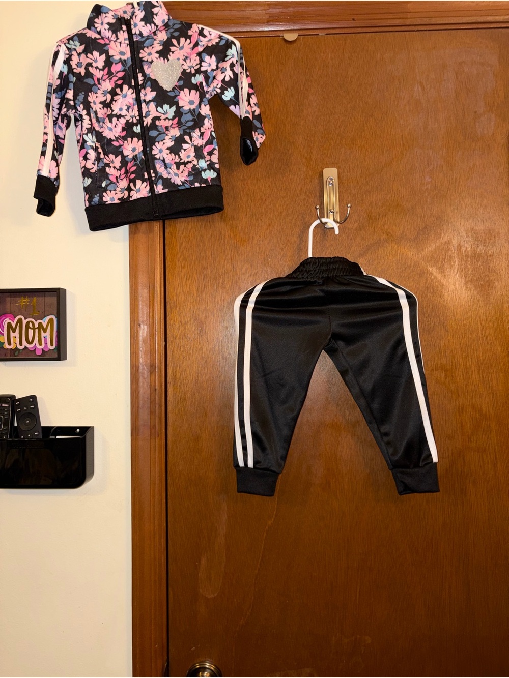 Girls Black Jogger Sweatpants with White Side Stripes
